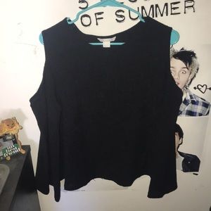 Black Open Shoulder Top
